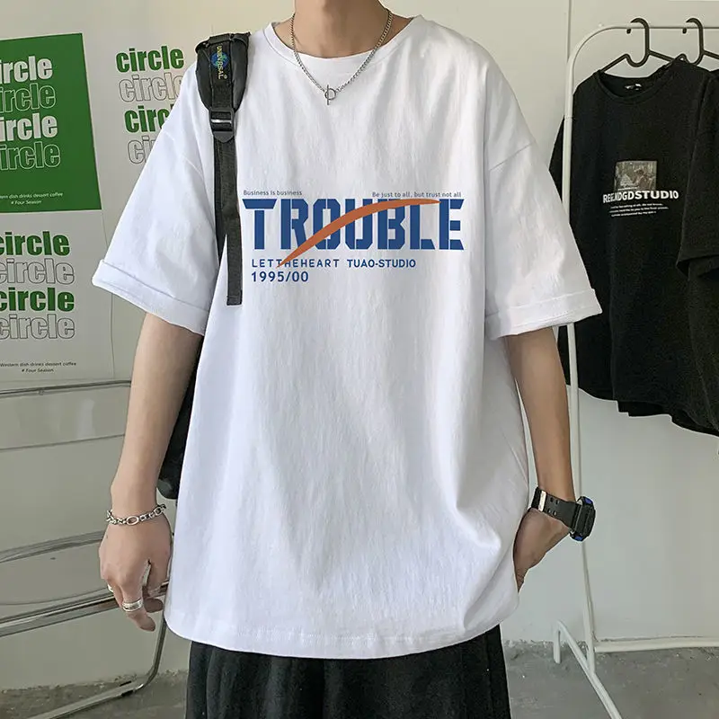 

Cotton short sleeve T-shirt men's tide brand summer port wind loose clothes ins 2021 new trend T-shirt