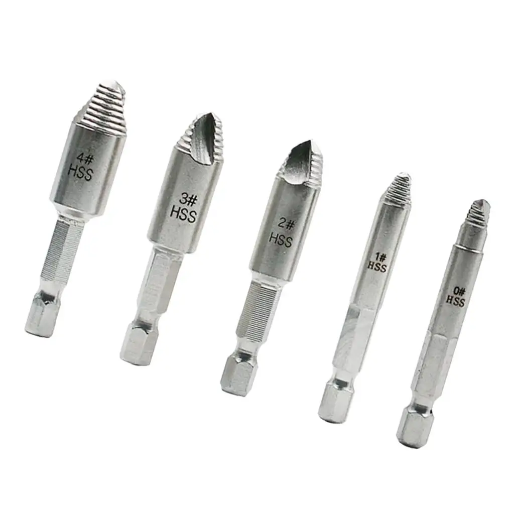 

5pcs Screw Extractor And Steel Drill Tool, Universal