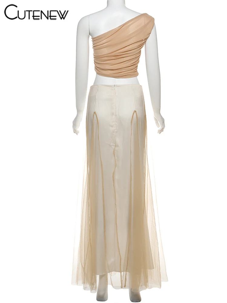 Cutenew Trend Banquet Женский комплект из 2 предметов Простые однотонные плиссированные