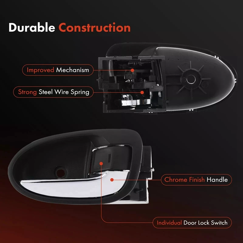 1Pair Interior Door Handle Pull Chrome+Black For Toyota Yaris RS 2007-2010 69205-0D160-B0 69206-0D160-B0 6920652130