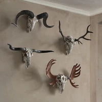 Large Artisan Style Antlers Sheep Horn Animal Skull Home Furnishing A Living Room Wall Hanging Originality Bar Metope Deer Head