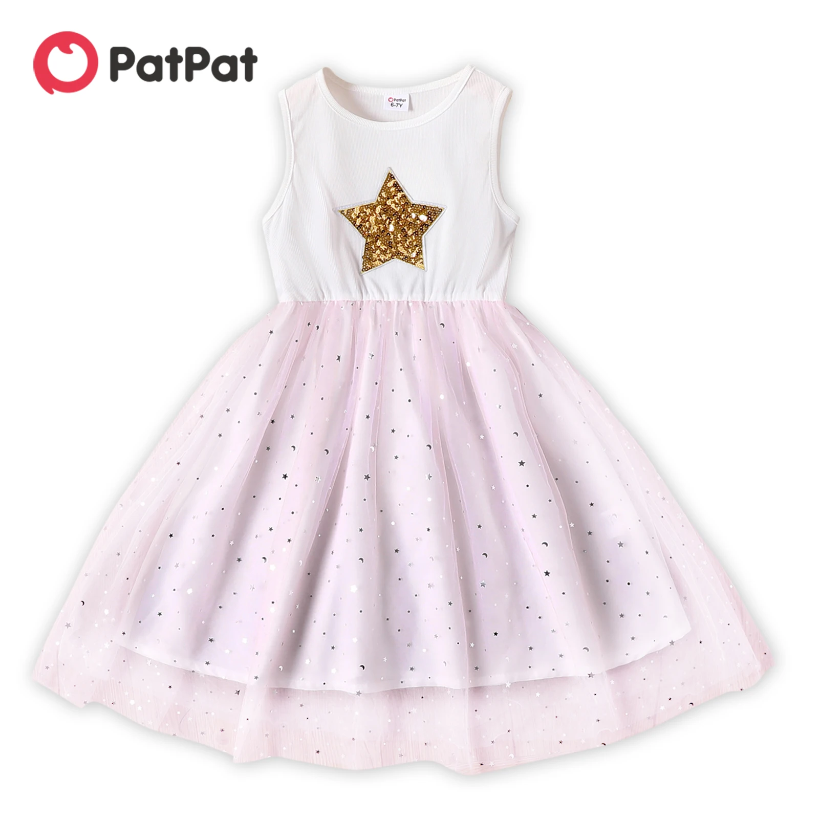 

Детское Сетчатое платье без рукавов с блестками и звездами