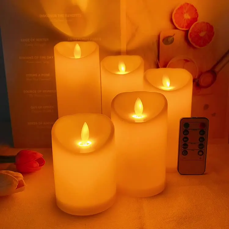 

LED Flameless Tealight 5Pcs/Set Battery Candle Wedding Decoration Birthday Candle Weeping Smooth Paraffin Wax Remote Control
