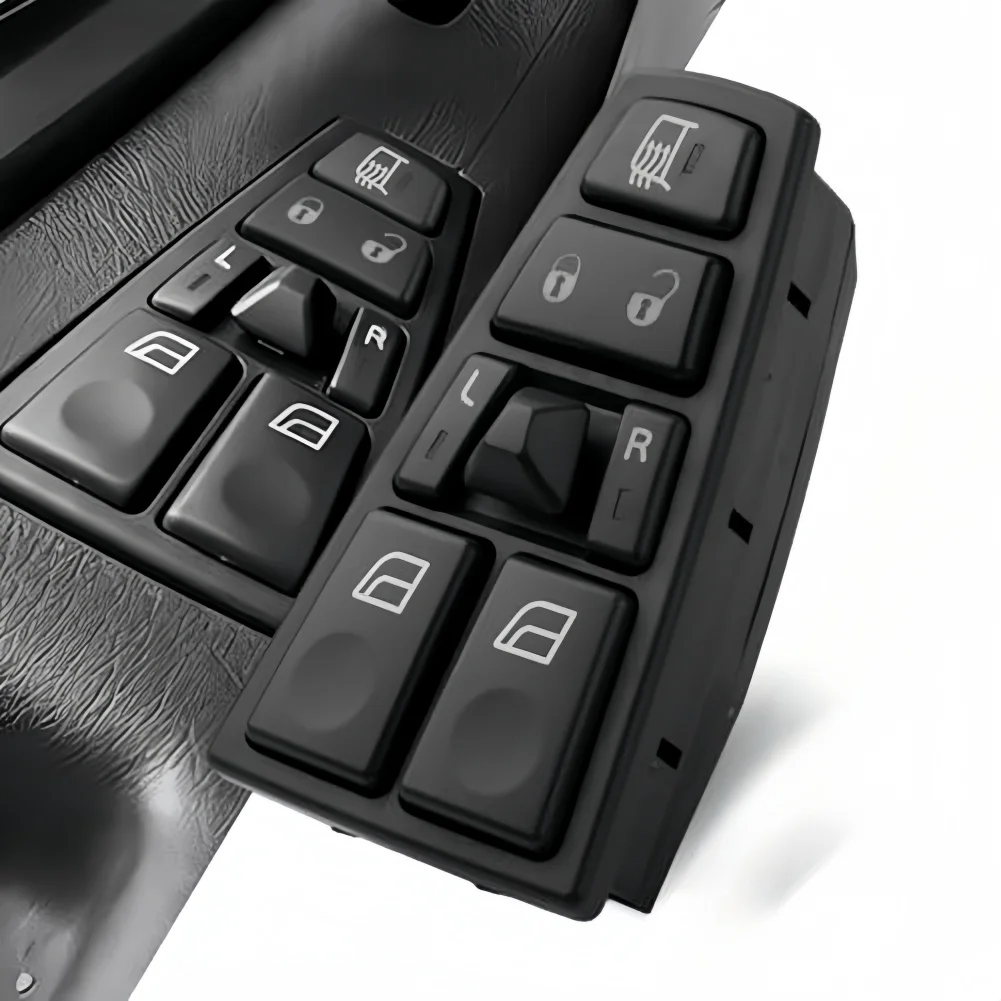 Фото Переключатель управления стеклоподъемником (сторона водителя) для Volvo VNL, VHD, VAH, VT, 20455317, 20953592, черный ABS, замена №2