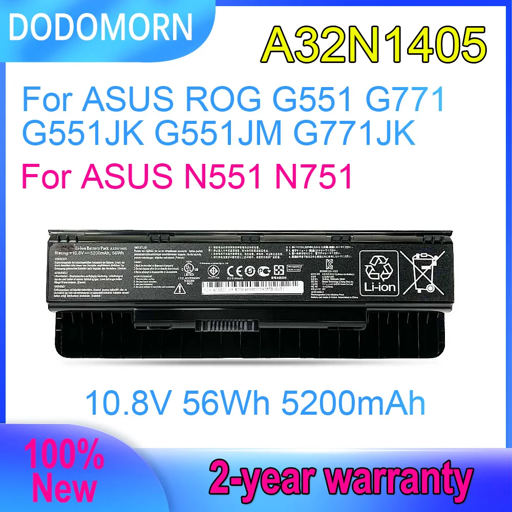 DODOMORN A32N1405 Аккумулятор для ноутбука ASUS ROG G551 G771 G551JK G551JM G771JK G771JW N551 N751 10,8 V 56Wh 5200mAh Высокое качество