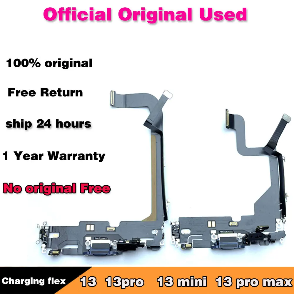 

Original Used Charging Port For iPhone 13 Mini 13 pro max USB Charger Port Dock Plug Flex cable with Mic Replacement Parts