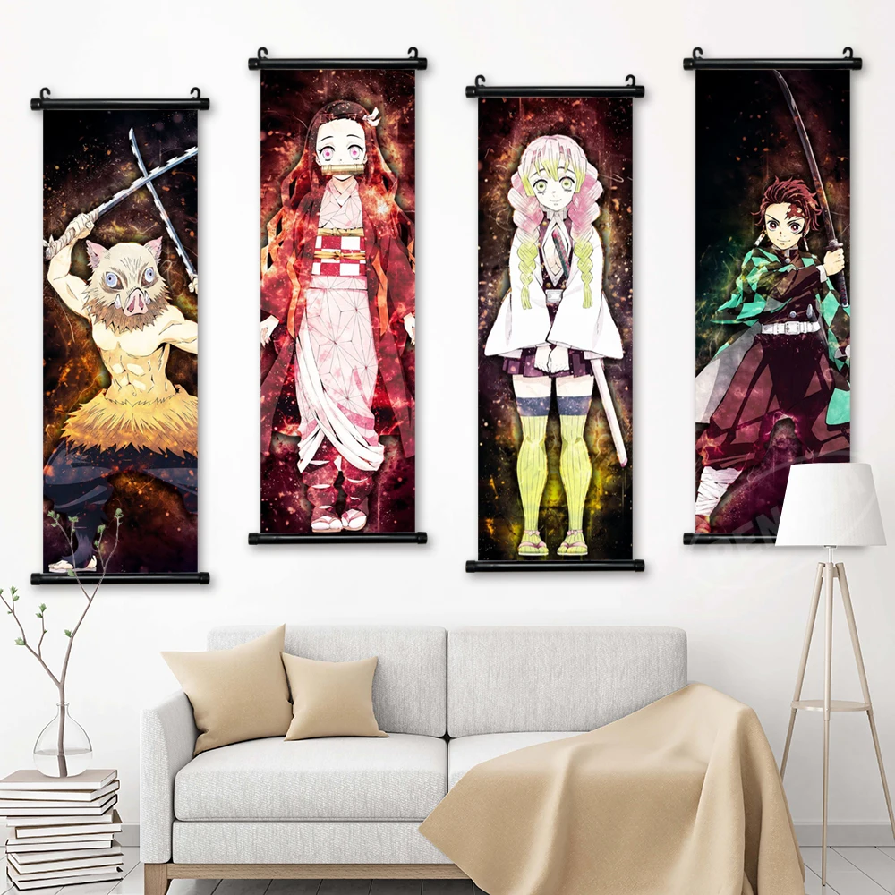 

Print Poster Demon Slayer Wall Artwork Kochou Shinobu Pictures Painting Kamado Tanjirou Canvas Hanging Scrolls Home Decoration