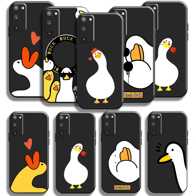 

Cartoon Cute Call Duck For Samsung Galaxy S20 S21 S22 Plus Ultra FE 5G Samsung S22 S21 S20 Phone Case TPU Liquid Silicon Black