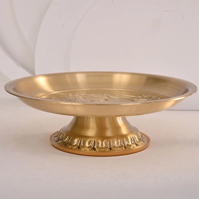 

Buddhism Flower Engraving Copper Bowl Fruit Dish Auspicious 17.5 CM Plate Tibetan Eatables Tray Altars Desktop Home Decorative