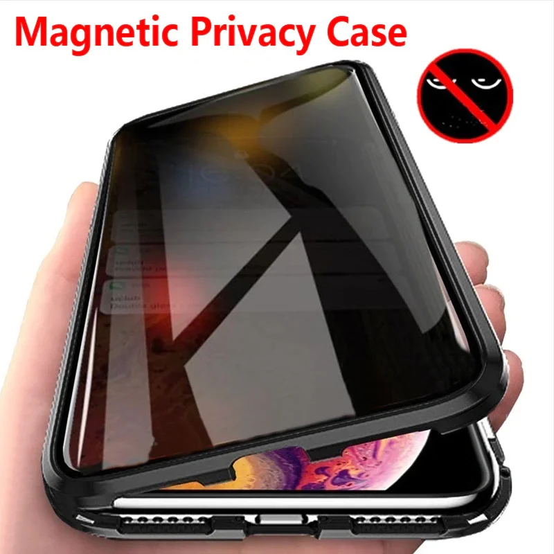 

New Anti Glare Magnetic Case For IPhone 13 12 11 Pro MAX Mini Privacy Screen Glass Cover For IPhone 6 7 8 Plus XS XR Phone Case