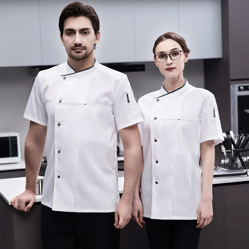 

Catering Restaurant Kitchen Jacket Workwear Men Women Master Chef Uniform Shirt Hotel Bakery Cafe Pastry Short Sleeve Cook Coat