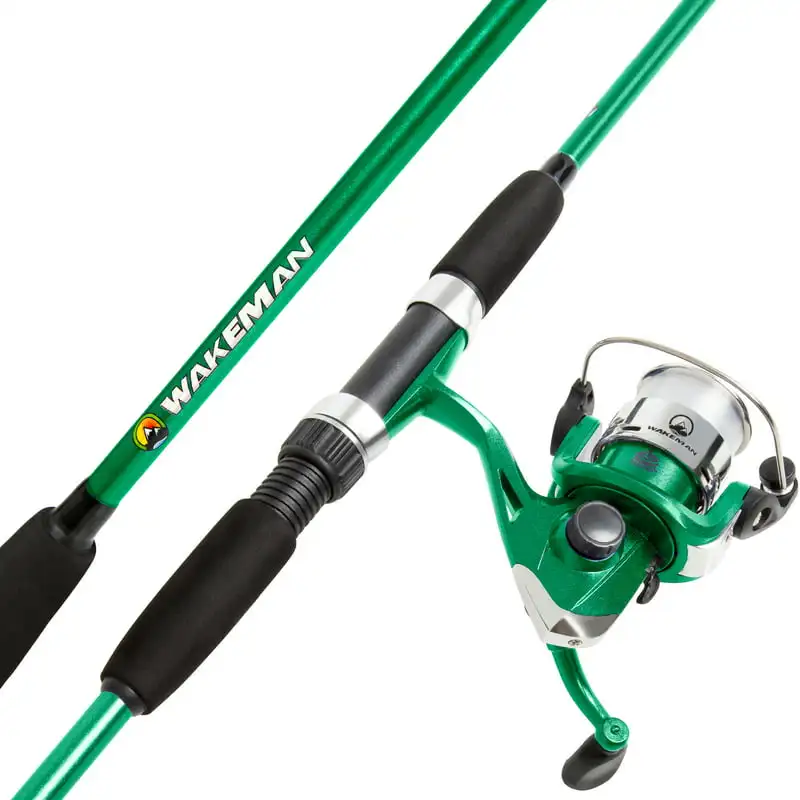 

Rod and Reel Combo, Spinning Reel, Fishing Gear for Bass and Trout Fishing, Great for Kids, Green - Swarm Series by