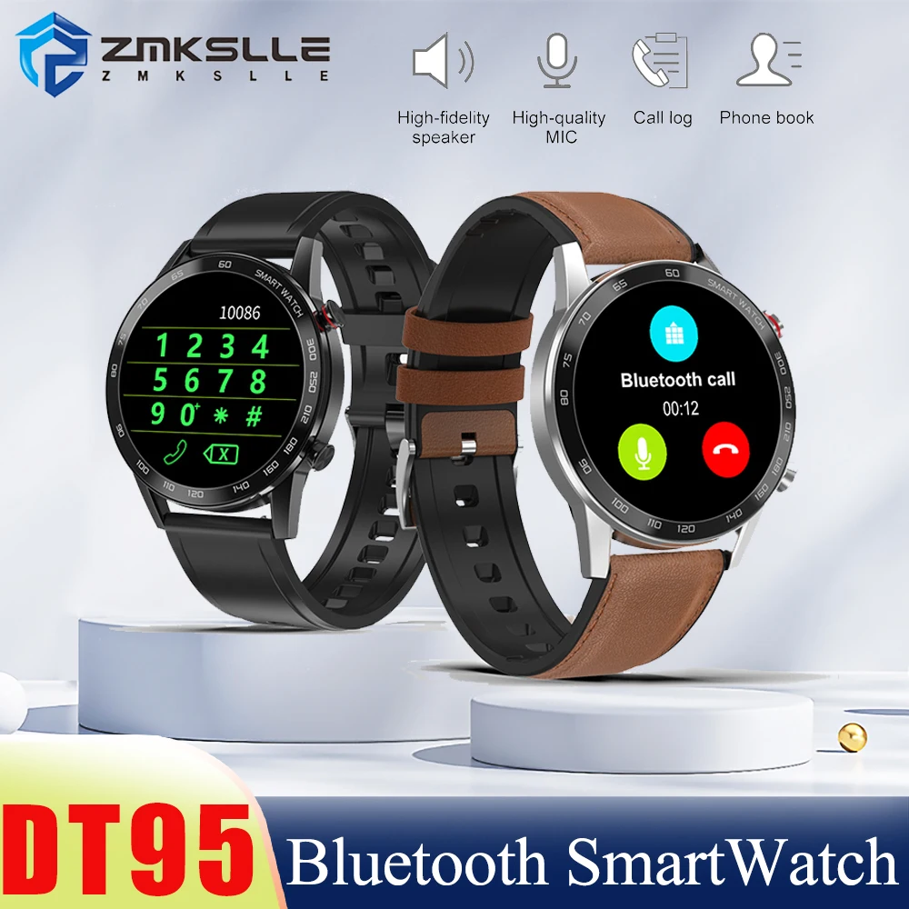 

ZMKSLLE DT95 Smart Watch Bluetooth Call with ECG Heat Rate Smartwatch Alarm Sleep 360*360 IP68 Business Waterproof Sport Watch