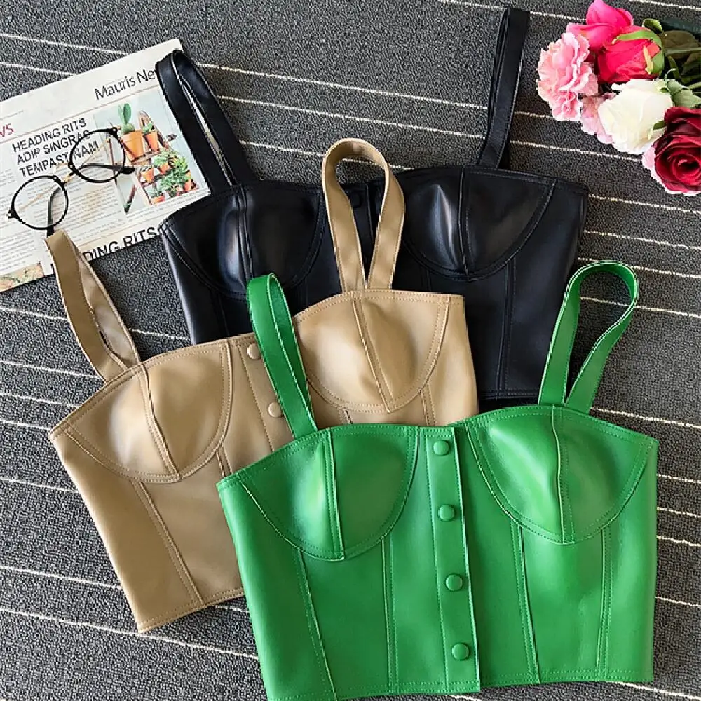 

Всесезонная шикарная Женская майка в европейском стиле из натуральной кожи высокого качества, майка C585