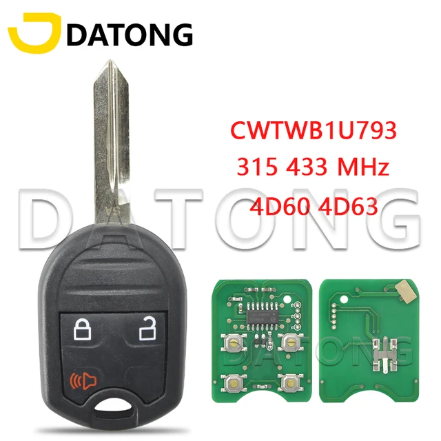 Автомобильный Дистанционный ключ Datong World для Ford Edge, экспедиция, Mustang, Ranger, Explorer, Windstar 315/433 МГц, 4D60/4D63 чип, автомобильный смарт-ключ