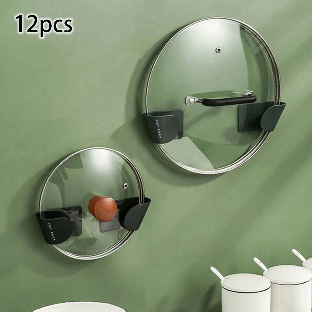 

12pcs/Set Pot Lid Holder Wall-Mounted Hanging Holder For Pan Pot Cover Rack PlasticKitchenStorageRack Organizer Home Kitchen