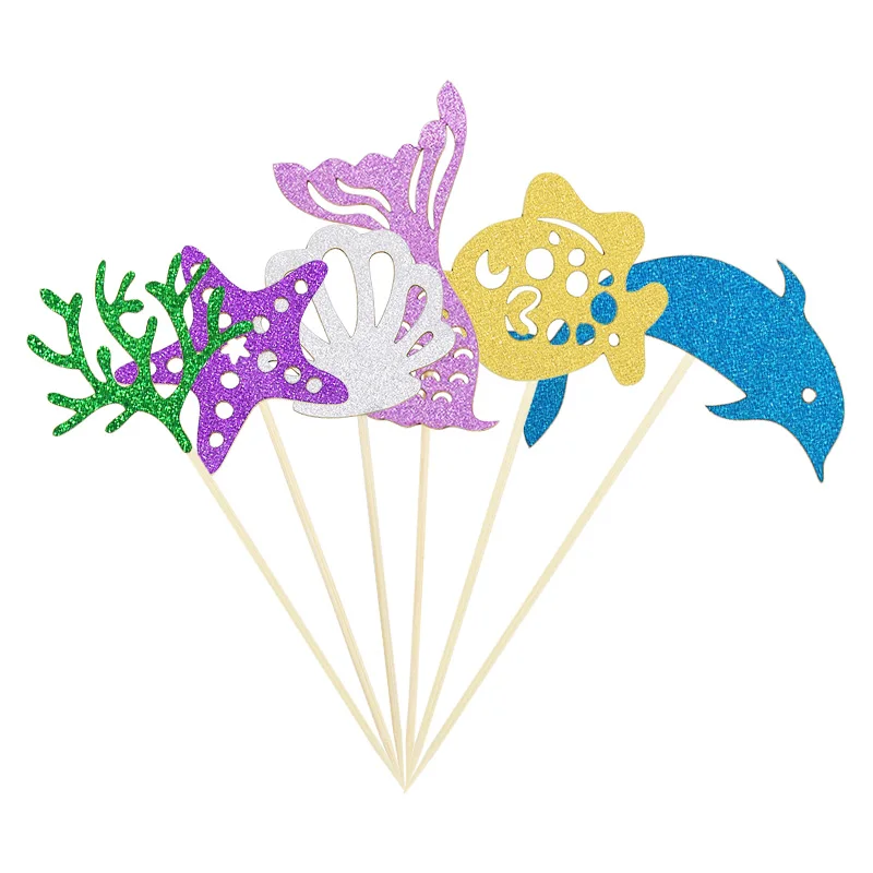 Тема русалки искусственные топперы для кексов детский душ украшение торта