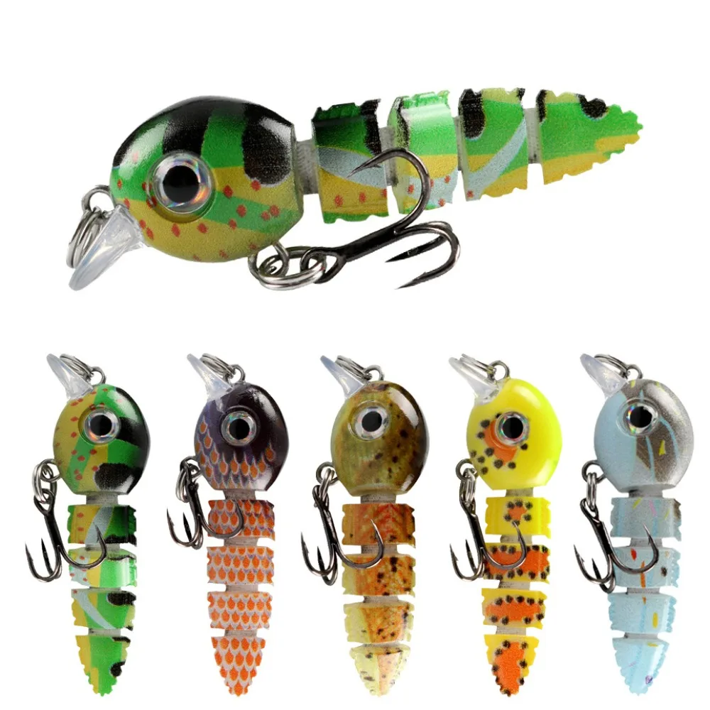 

55MM Mini Multi Jointed Tadpole Fishing Lure Segmented Swimbait Wobbler Bait Life Like Swim Action Fish Bait For Bass Trout