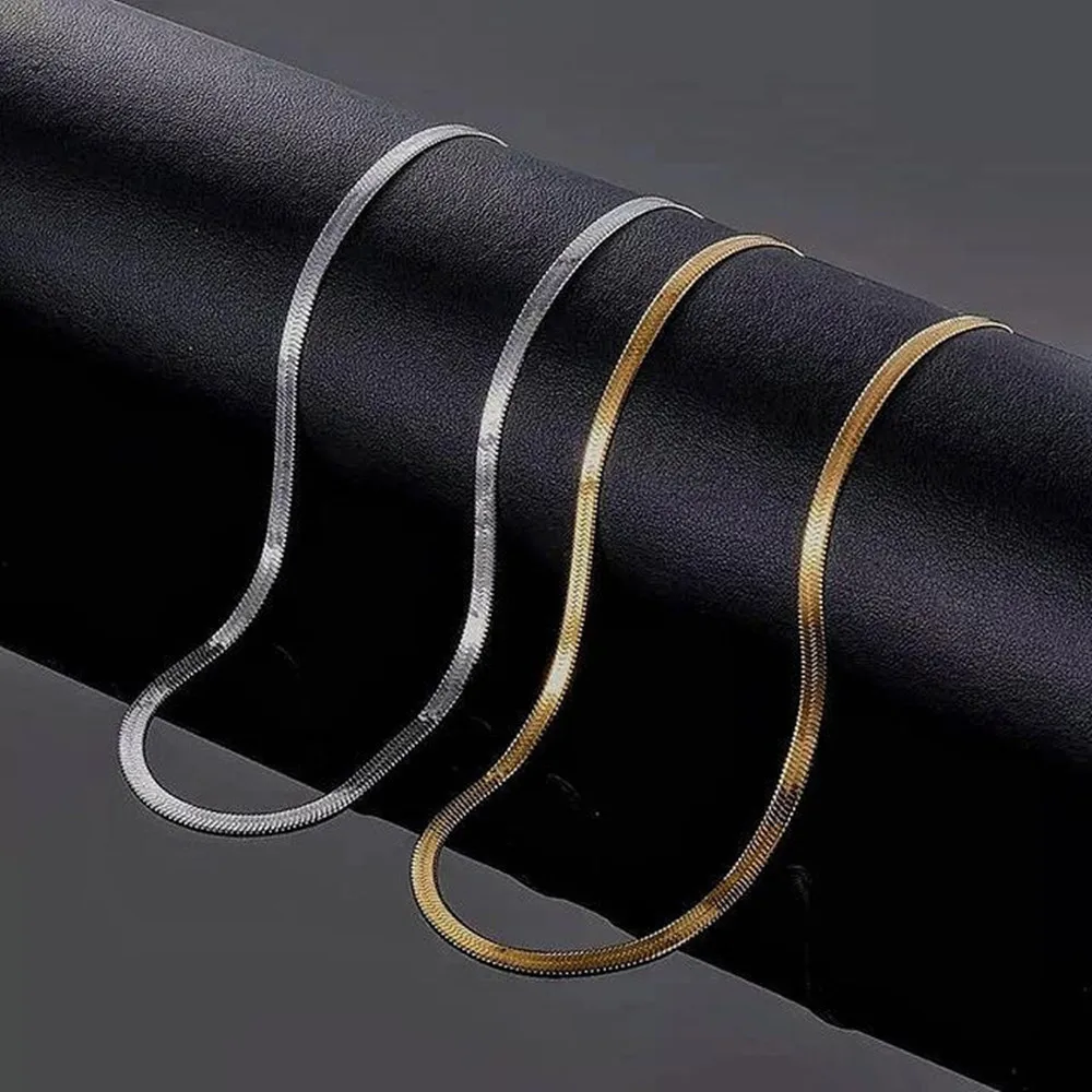 

Flat Snake Chain for Women Men Stainless Steel Blade Necklace Snake Bone Chain Various Length Choker Fashion Jewelry Accessories