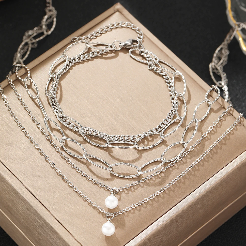 Ювелирный Комплект из колье и браслета нержавеющей стали