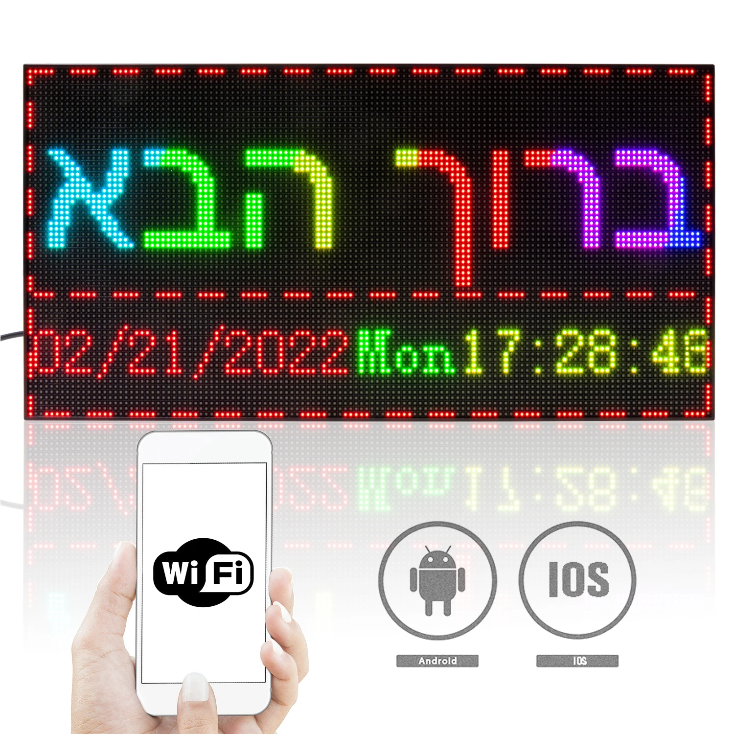 39CM P3 LED Sign Indoor RGB WiFi Programmable LED Screen Billboard Advertising Board Scrolling Message Display Foldable Stand