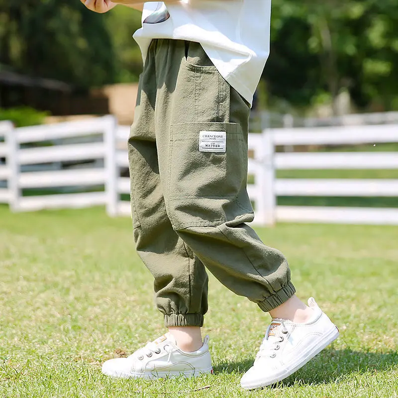 

Loose Sweatpants Toddler Baby Teenager Boys Harem Cotton Linen Casual Cargo Child Pants Informales Pants And Kids Pantalones