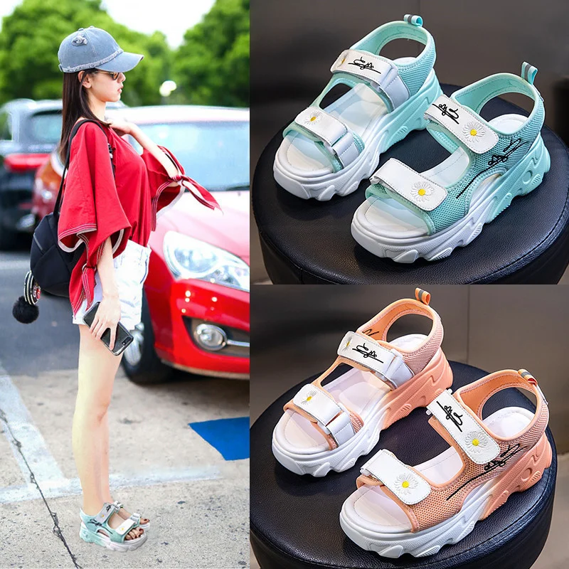 

Luxury brand genuine Spring Summer 2023 New Genuine Leather Sandals Fish Mouth Fairy Flat Women's Thick soled Sports Shoes Femal