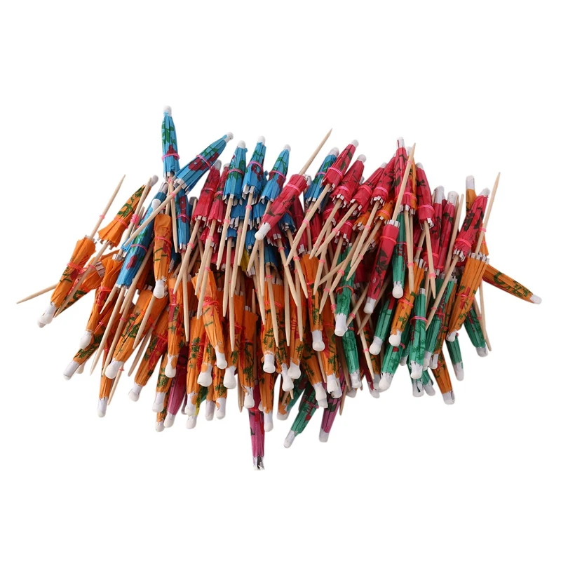 

144Pcs Color Flower Paper Small Umbrella Sign Fruit Sign Cocktail Sign Bar Supplies Fruit Plate Drink Decoration