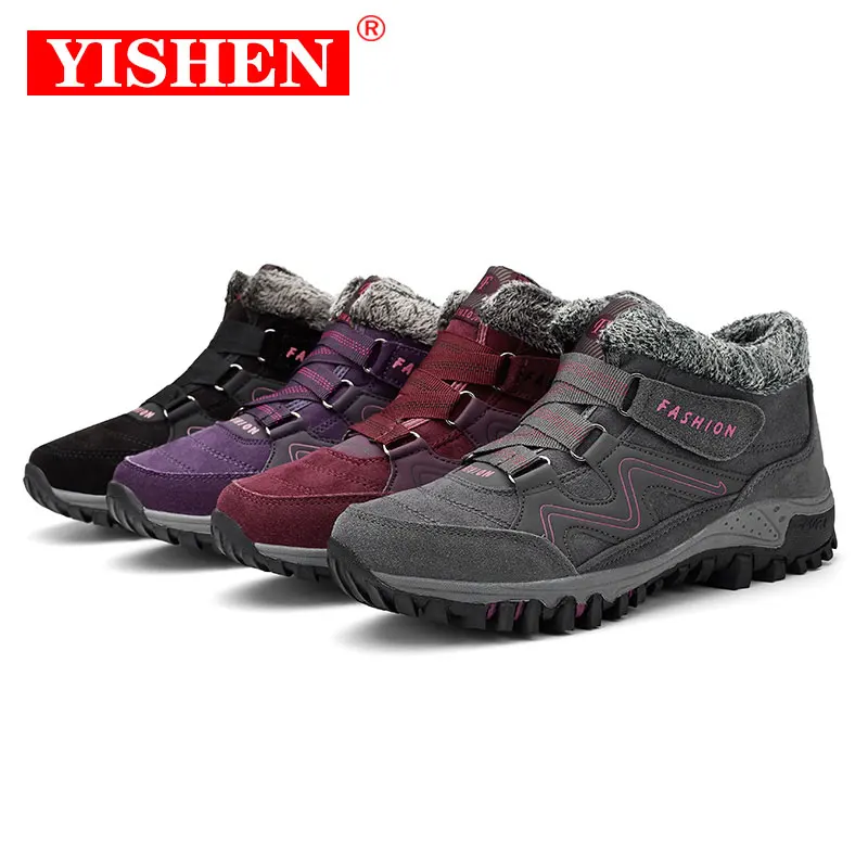 YISHEN Women Boots Casual Shoes Warm Fur Outdoor Snow Boots Sneakers Winter Travel Hiking Shoes Ankle Boots Bottes Pour Femmes