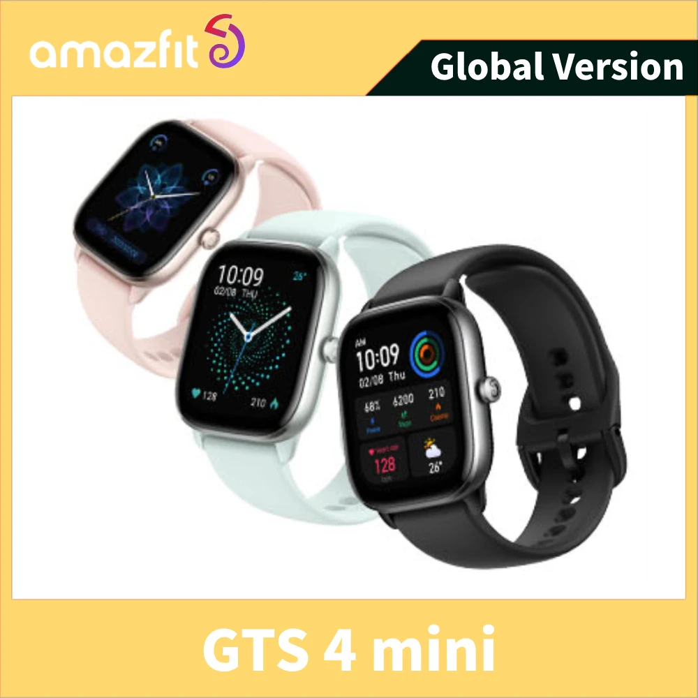 Фото Оригинальные умные часы Amazfit GTS 4 MINI, 120 спортивных режимов, 1,65 дюйма, HD AMOLED-дисплей, умные часы для Android для iOS №1