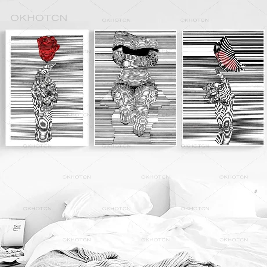 

Abstract Sketch Body Line Canvas Painting Black and White Sexy Woman Body Wall Art Pictures Fashion Print Poster for Home Decor