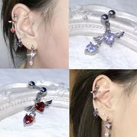1 pcs heart shaped wings women earring 2022 the new trend silver gothic jewelry occident personality creative piercing ear drop