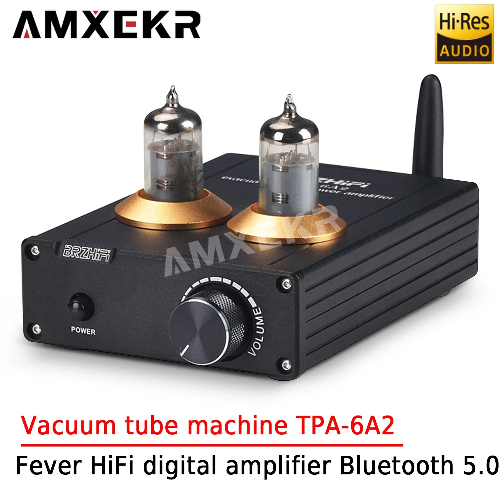 

AMXEKR Vacuum Tube Machine TPA-6A2 Fever HiFi 50W+50W Digital Amplifier Bluetooth 5.0 Small Home Speaker