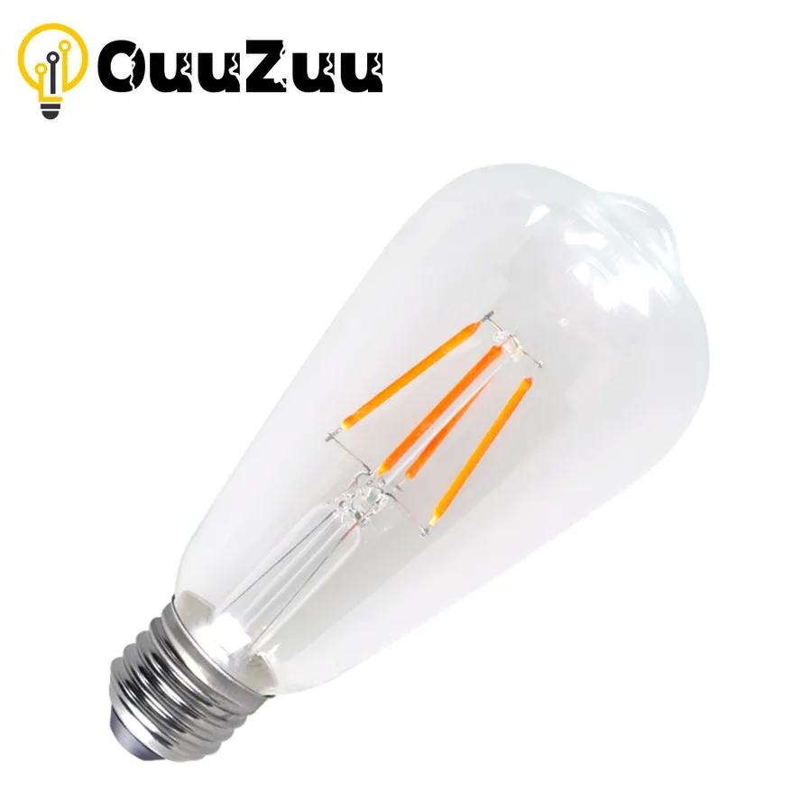 

LED ST64 2W 4W 6W 8W 10W 12W Warm White Intage Edison Filament Bulb Dimmable E27 B22 110V 220V 360 Degree Energy Light Lamp