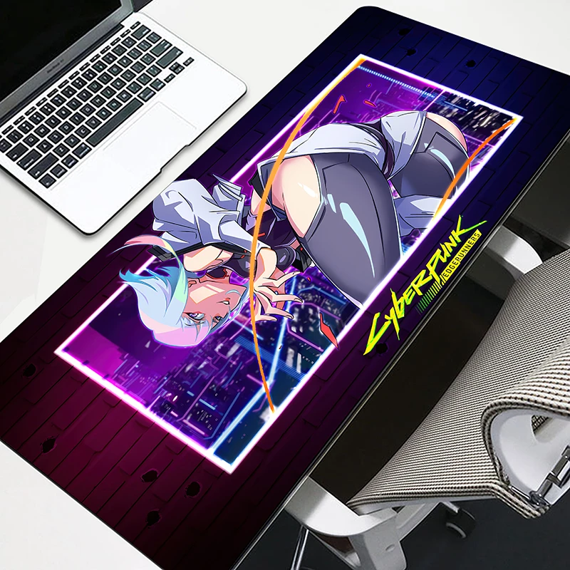 

Large Mousepad Cyberpunk Edgerunners Mouse Mat Table Pad XXL Non-Slip Deskmat Computer Rubber Mouse Pad Keyboard Mat 900x400mm