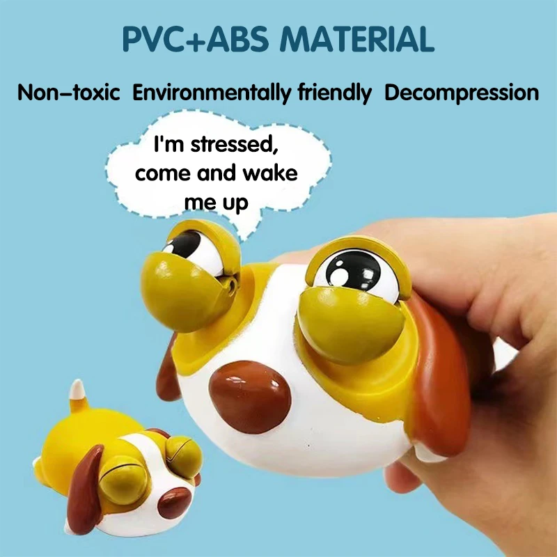 Funny Sleepy Dog Pinch Stress Relief Toy Pop Kids Unzip Push Bubble Pinch Sleepy Dog Wide-eyed Aldult Kids Relax Fidget Toys