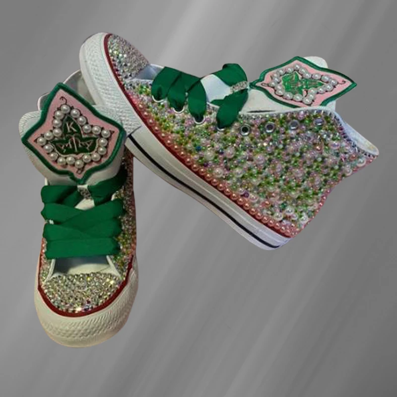 

Lace lace Dazzling-colored rhinestones classic hand-made canvas shoes Pearl high-top casual sports shoes women's 35-40