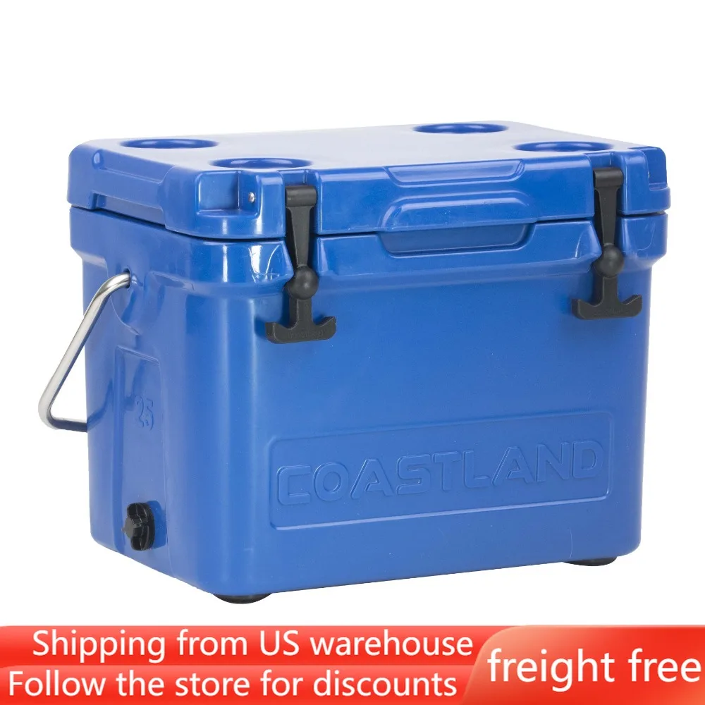 

Blue Beach Cooler Box Premium Insulated Ice Chest Portable Coolers 25 Quart Hard Sided Cooler Freight Free Thermal Drinks Beer