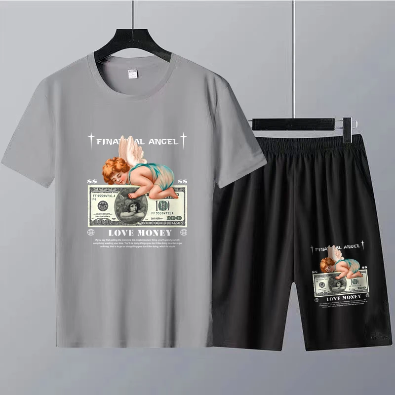 New Summer Men's Tracksuit Set Cotton Quality T Shirt Shorts 2 Piece Suit Luxury Man Woman Clothing Harajuku Anime Streetwear