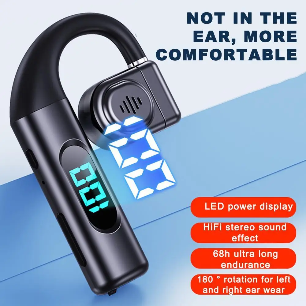 

Wireless Bluetooth Headset Hanging Ear Type Long Range Not Into The Ear Rotating Monaural Digital Display Sports Headset