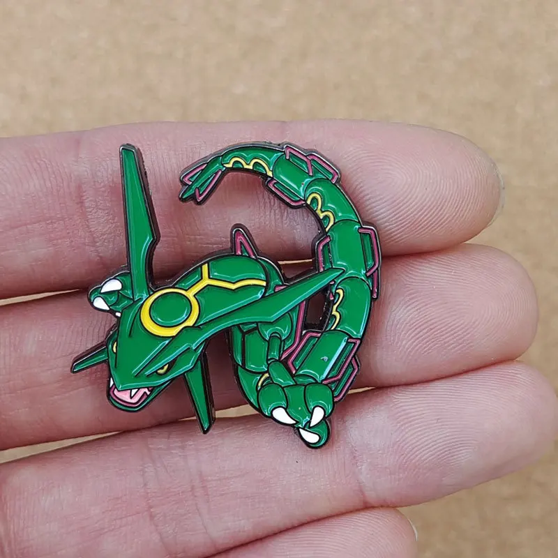 Эмалированная брошь в стиле аниме Pokemon Rayquaza Dragon для женщин значки на лацканах