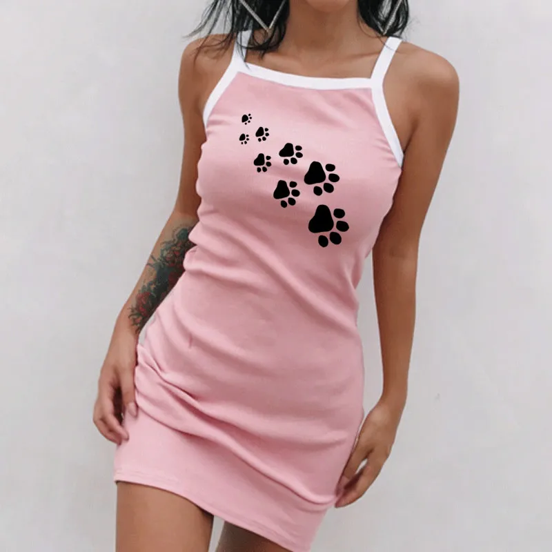 Платье с надписью лапа платье на бретельках пляжная одежда женские платья