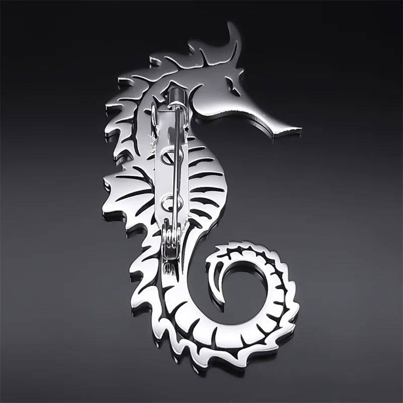Брошь морской конёк из нержавеющей стали