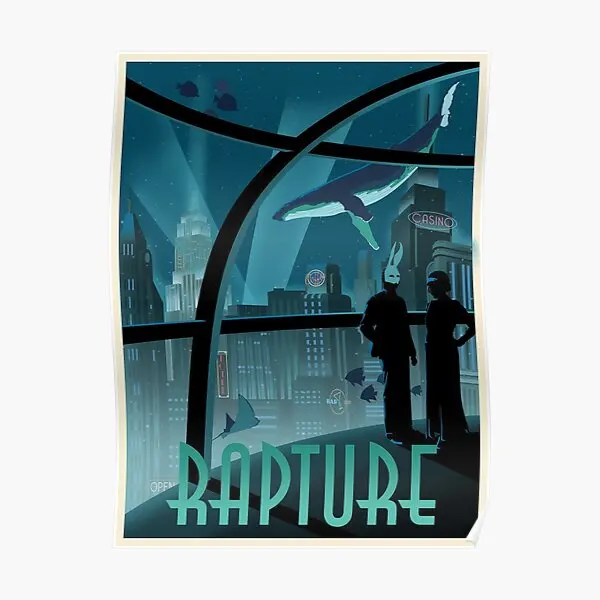 

Bioshock Rapture постер, винтажный декор, печать, искусство, забавное украшение комнаты, Современная Настенная роспись, картина без рамки