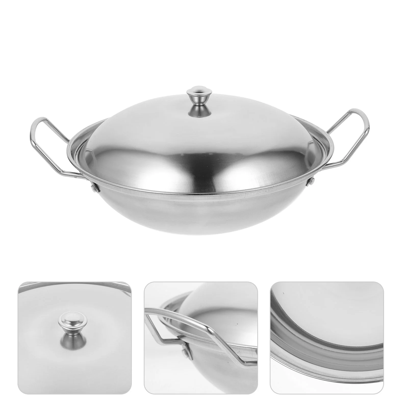 

Pan Wok Pot Steel Frying Fry Stainless Cooking Chinese Stir Skillet Lid Pans Iron Non Stick Nonstick Pow Handle Griddle Cast