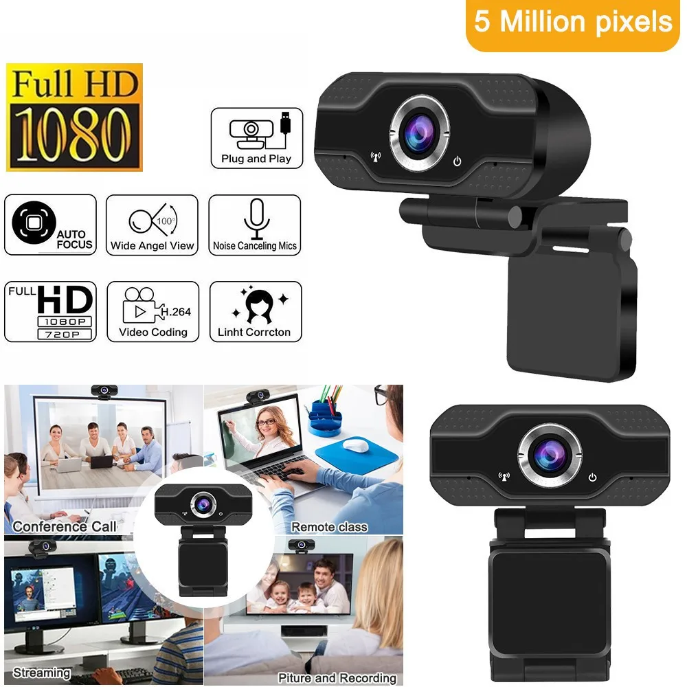 

TUZK 1080P Webcam for Computer PC Web Camera With Mic Rotatable Cameras For Live Broadcast Video Calling Conference Work