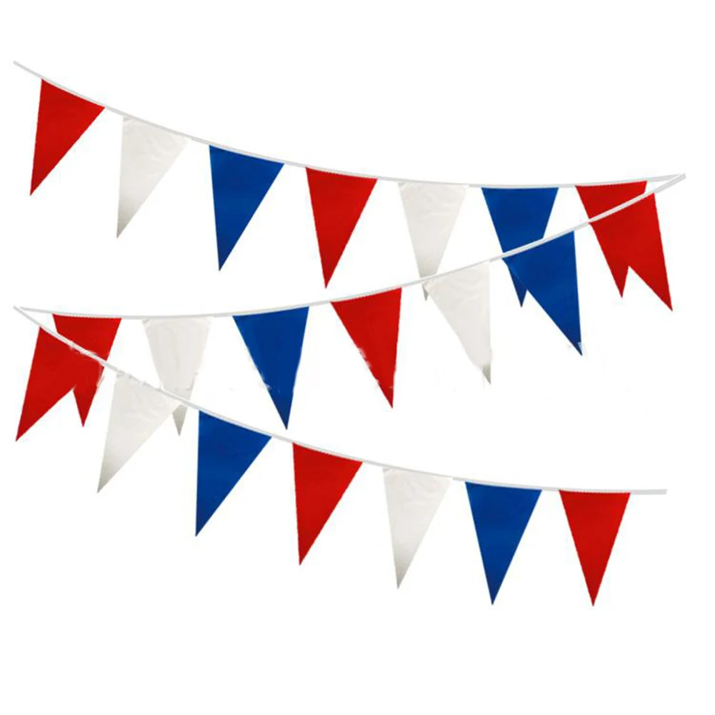 

50 Flags 18m Red White Blue Banner Garlands Birthday Bunting Pennant Baby Shower Party Wedding Decoration Flags Hanging Decor