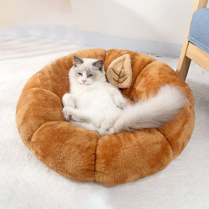 

Winter Warm Cat Bed Blanket Round Flower Pet House Thick Cat Sleeping Pad Cat Supplies Carpet Cushion Bed For Medium Dog Cats