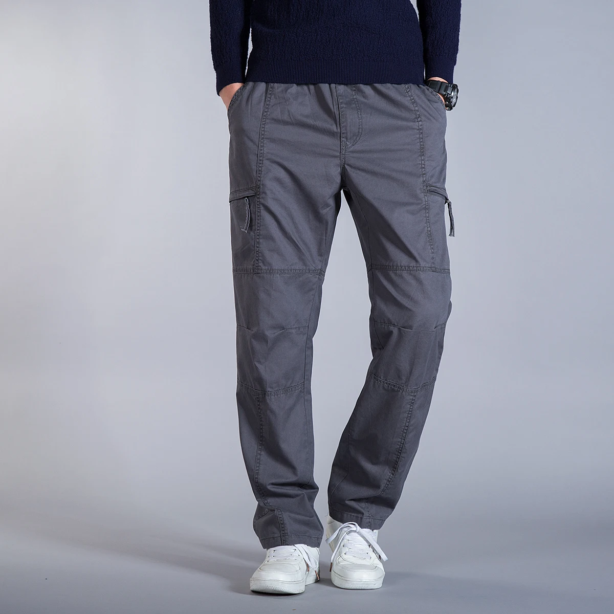 

Mens Pure Cotton Loose Casual Long Pants New Style Black Straight Elastic Waist Male Comfortable Trousers Large Size 4XL 5XL 6XL