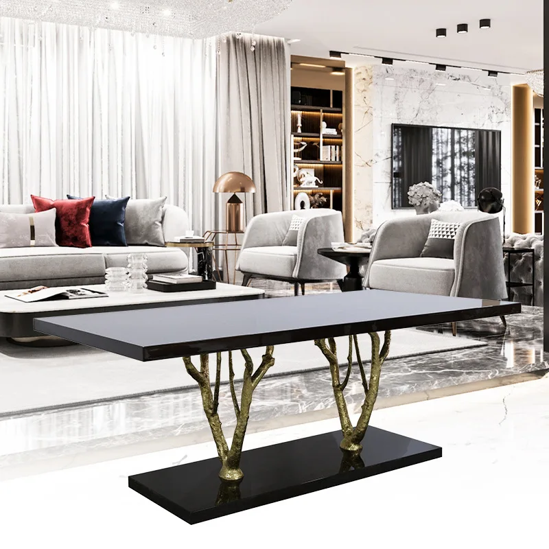 

Custom solid wood dining table Nordic light luxury simple Italian high-end villa hotel creative coffee table dining table negoti
